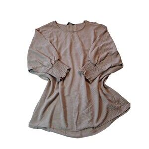 Brown Round Neck 3/4 Sleeve Lightweight Knit Blouse Women's Size L NWOT